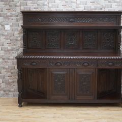 Victorian Irish Jacobean Revival Carved Oak Court Cupboard