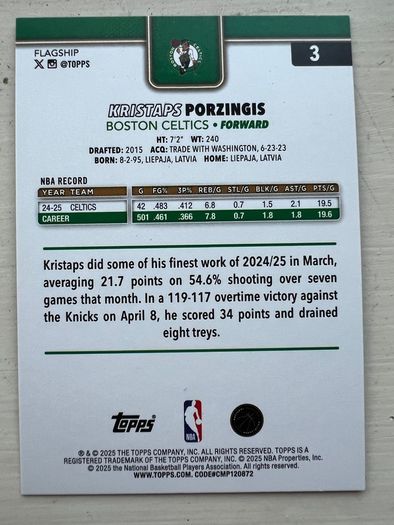 NBA basketball trading card numbered 23 out of 50