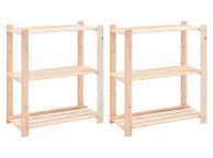 main image for ad 3-Tier Storage Racks 2 pcs 80x38x90 cm Solid Pinewood 150 kg