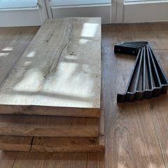 Chunky Solid Rustic Wood Shelves with Heavy Duty Steel Brackets