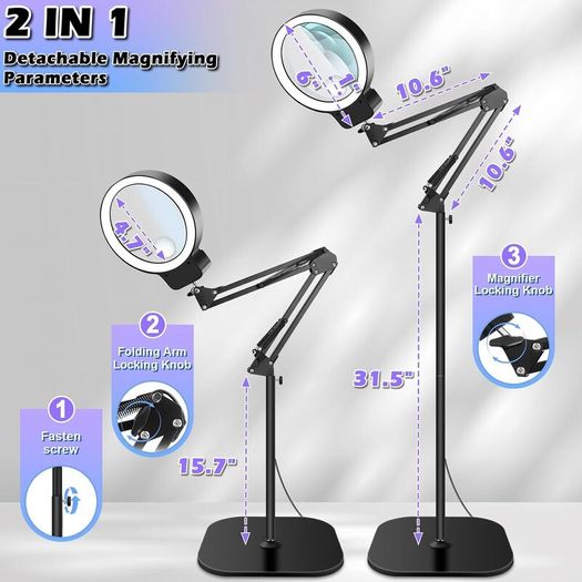 Magnifying Glass 10X Desk Lamp with Light