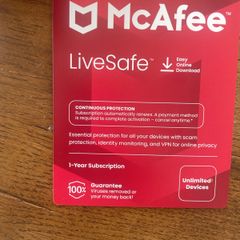 McAfee Lifesafe 3 year anti virus