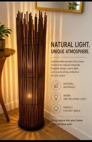 Statement Bamboo / Wood Slat Floor Lamp