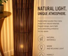 Statement Bamboo / Wood Slat Floor Lamp