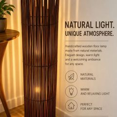 Statement Bamboo / Wood Slat Floor Lamp