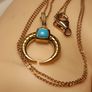 Gold Plated Sterling Silver Turquoise Cresent Shaped Pendant Image 7