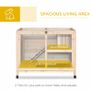 Wooden Rabbit Hutch Guinea Pigs House Bunny Small Animal Cage w/ Pull-out Tray Openable Roof Wheels, Natural Image 3