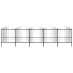 Garden Fence with Spear Top Steel (1.75-2)x8.5 m Black