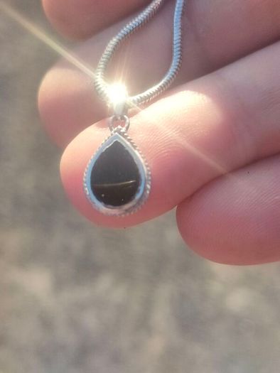 Vintage Teardrop Black Onyx Sterling Silver Pendant Set
