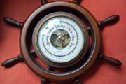 Midcentury Stockburger Aneroid Ships Wheel Barometer