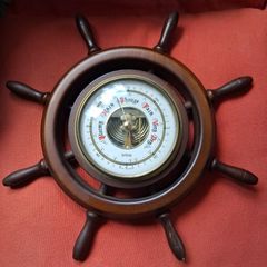 Midcentury Stockburger Aneroid Ships Wheel Barometer