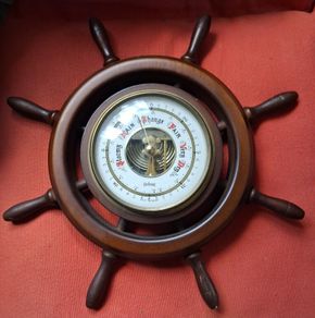 Midcentury Stockburger Aneroid Ships Wheel Barometer