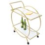 BRAND NEW Drinks Trolley, Stylish Metal Serving Cart with 2 Glass Shelves on Wheels, for Cocktails, Spirits, Wine & Beverages Image 3
