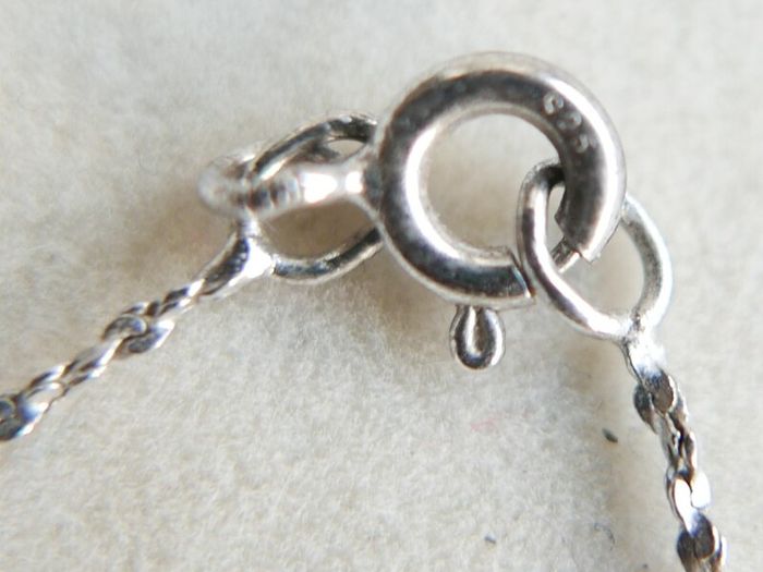 Vintage Sterling Silver 925 Cubic Zirconia Pendant Necklace - length 18" - 2,3g