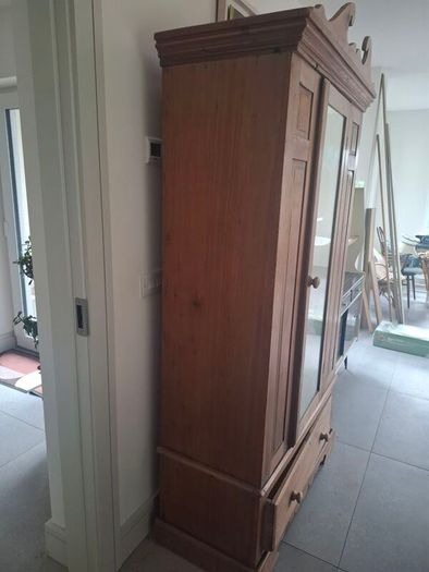 Old vintage pine wardrobe