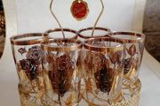 Vintage Glass Carrier with 6 Highball Glasses