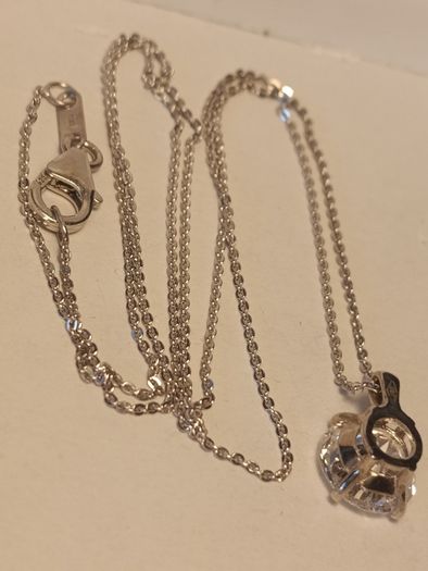 14ct White Gold 3ct Lab Diamond Solitaire Pendant and Chain.