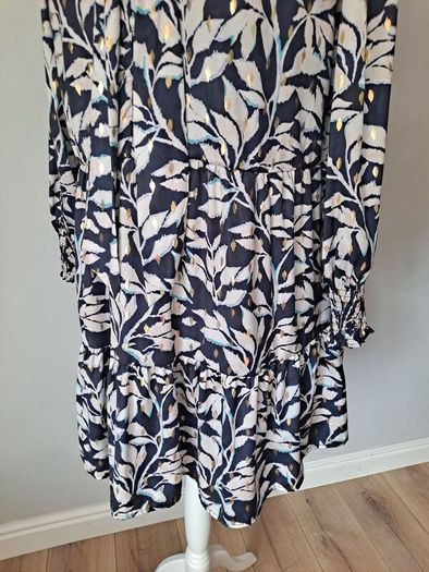 Gallery navy/gold print dress size UK 20