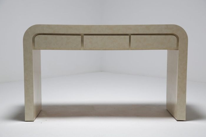 Mid-Century Modern Formica Waterfall Console table, attributed to Karl Springer, 1970s.