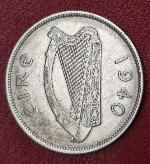 Ireland 1940 half crown silver coin