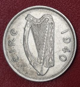 Ireland 1940 half crown silver coin