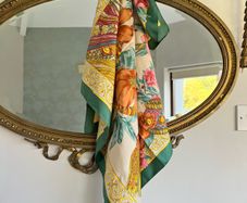 Vintage Tesa de Baviera Floral Silk-like Summer Scarf