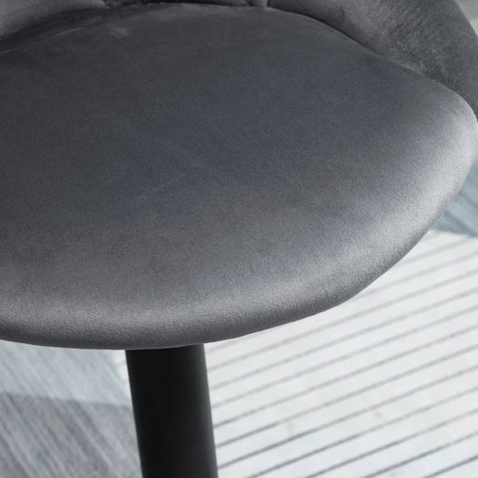 2-Pack Bar Stools, Height-Adjustable Bar Chair with Backrest, Velvet-Look, Metal Frame, Footrest, Swivel, Dark Gray