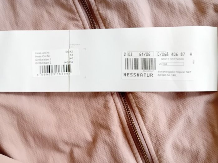 Hessnatur Organic Cotton Softshell Jacket Size 164-152