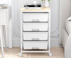 Multipurpose Storage Drawer Unit with Lockable Wheels, Utility Rolling Storage Cart for Home Office Classroom, Bright White