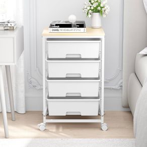 Multipurpose Storage Drawer Unit with Lockable Wheels, Utility Rolling Storage Cart for Home Office Classroom, Bright White