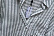 New Oversized shirt in sage and white vertical stripes - XS - suit sizes 6-14