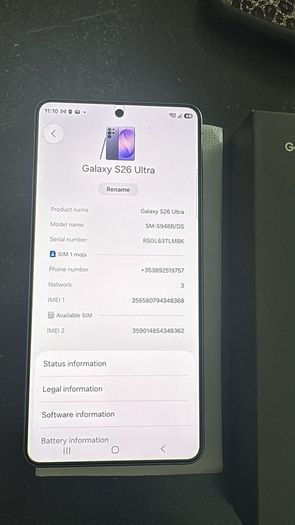 Samsung galaxy s26 Ultra 269GB