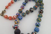 Antique Venetian Style Thousand Skunk Eyes Glass Beads Necklace