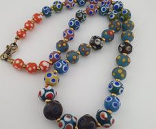 Antique Venetian Style Thousand Skunk Eyes Glass Beads Necklace