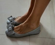 Lou Lou Grey Leather Flats with Bows Sz 41 (Fit 8-8.5 UK) - Rrp 245 (New)