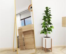 Full Length Mirror 140x50cm Free Standing, Hanging or Leaning, Large Floor Mirror with Gold Aluminum Alloy Frame for Living Room or Bedroom