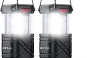 Solar Camping Lights, 2 Pack Portable LED Rechargeable Torch, Super Bright Collapsible Waterproof Camping Lantern for Outdoor Hiking Fishing Emergency (FREE POSTAGE)