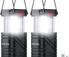 Solar Camping Lights, 2 Pack Portable LED Rechargeable Torch, Super Bright Collapsible Waterproof Camping Lantern for Outdoor Hiking Fishing Emergency (FREE POSTAGE)