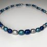 HONORA Blue and White Graduated Freshwater Pearl Necklace with Solid Sterling Silver Clasp Image 3