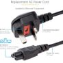 PXTNB3SUK1M 1m Laptop Power Cord - 3 Slot for UK - BS-1363 to C5 Clover Leaf Power Cable Lead, Black Image 3