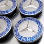 x4 Mercedes Benz new Blue/Silver 75mm Centre caps Image 3