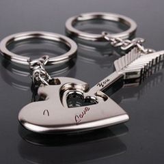 1 Pair(2Pcs) Cute Heart Keychains Cupid Arrow Couple Key Chains Key Ring Valentine's Lovers Gift for wedding