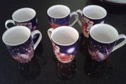 Set of 6 Porcelain Christmas Mugs