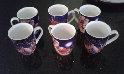 Set of 6 Porcelain Christmas Mugs