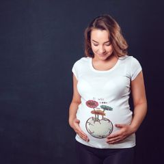 Blooming egg cool funny ladies girls T-shirt Tee Top Shirt for new expecting pregnant mom