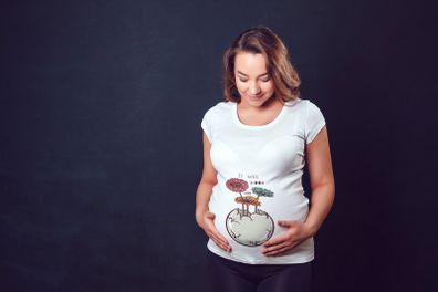 Blooming egg cool funny ladies girls T-shirt Tee Top Shirt for new expecting pregnant mom