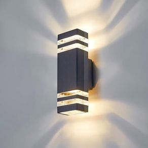 Outdoor Wall Lights Mains Powered Outside Up Down Lights, IP65 Waterproof LED Porch Front Door Light, Square GU10 External Modern Lighting Exterior Sconce Lamp for House, Anthracite Grey