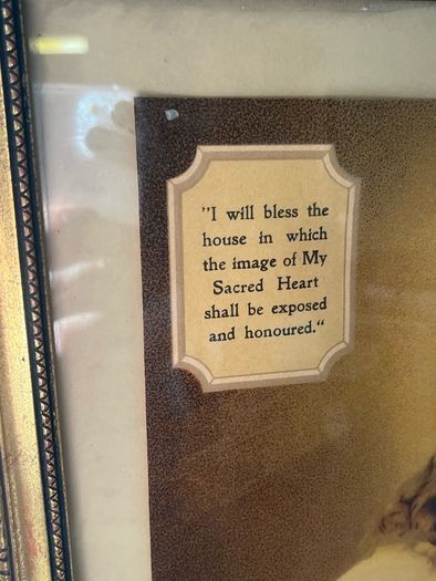 Vintage Sacred Heart of Jesus Enthronement Framed Print  Catholic Religious Art