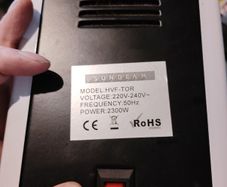 sunbeam heater hvf tor model