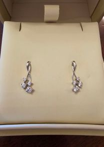 9 Carat White Gold & Cubic Zirconia Drop Earrings